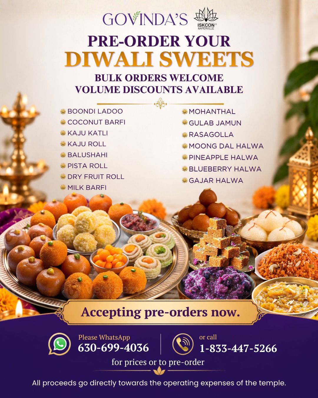 Assorted Indian sweets from Govinda’s