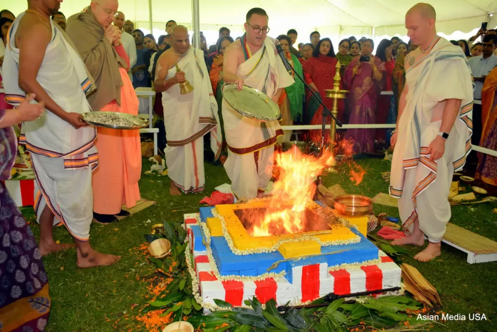 The Bhumi Puja and ground-breaking ceremony for the new temple, 21 May 2017 (photo 2 of 6)