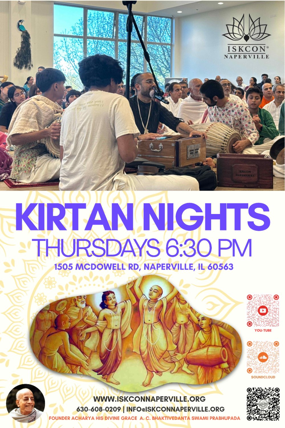 Kirtan Nights Flier Kirtan Nights - Thursdays 6:30 PM at ISKCON Naperville